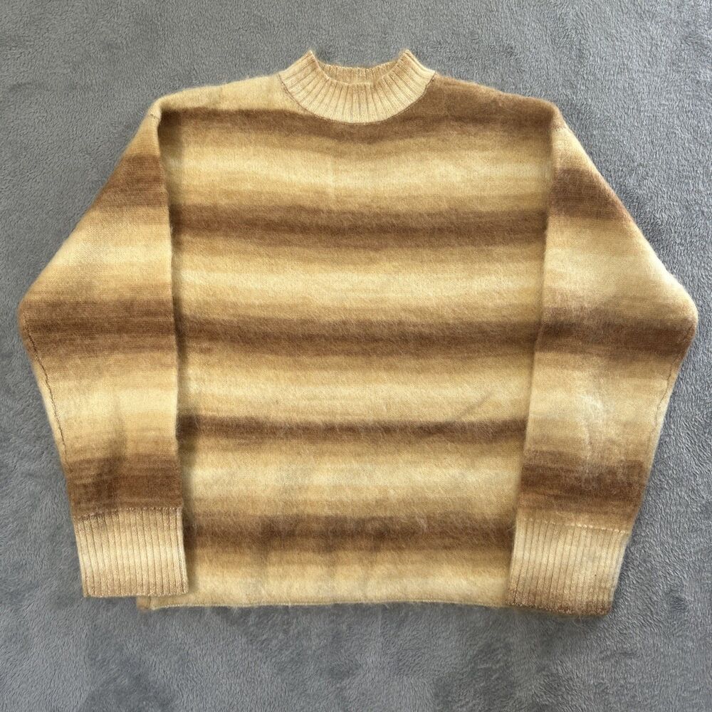 Acne Studios Mohair Wool Blend Sweater Womens Small Mock Neck Ombre Striped Top